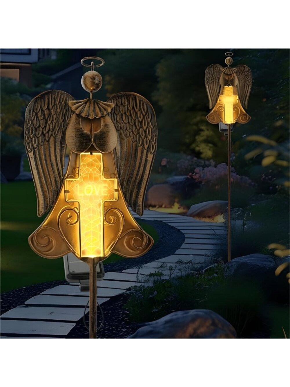 Angel Stake Solar Lights 40.94 Inch, Auto On/Off LED Pathway Lights for Yard